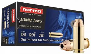 Norma Ammunition 10mm 180 gr Jacketed Hollow Point 50 Per Box/ 20 Case - 801109265