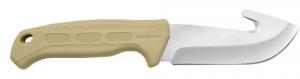 Walker's Roto 4" Fixed Drop Point/Gut Hook Plain Satin 420 Steel Titanium Bonded Blade, Tan PP/TPR Handle