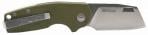 S.O.G Stout FLK 2.10" Folding Cleaver Stonewashed Cryo D2 Steel Blade, OD Green Textured G10/SS Handle Presentation  - SOG14031157