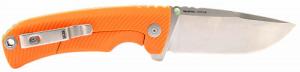 S.O.G Tellus FLK 3.65" Folding Clip Point Plain Stonewashed Cryo 440C Stainless Steel Blade, Blaze Orange Textured Green Handle, - SOG14060343