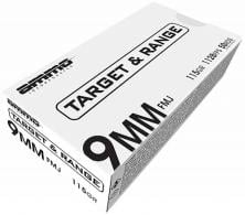 Ammo Inc. Target and Range Handgun Ammunition 9mm Luger 115 gr FMJ 1128 fps 50/ct