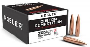 Nosler Custom Competition 338 Cal 250 gr Hollow Point Boat Tail 100 Per Box - 57520
