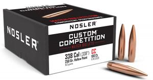 Nosler Custom Competition 338 Cal 250 gr Hollow Point Boat Tail 100 Per Box - 57520