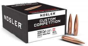 Nosler Custom Competition 338 Cal 250 gr Hollow Point Boat Tail 100 Per Box