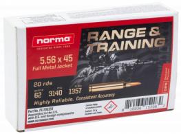 Norma Ammunition Range & Training 5.56x45mm NATO 62 gr Full Metal Jacket 20 Per Box/ 10 Case