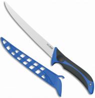 Outdoor Edge ReelFlex 7.50" Fixed Fillet Plain Satin 4116 SS Blade, Blue/Black TPR Handle - RF75C