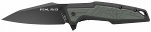 Real Avid AVRAV1 RAV-1 3.25" Folding Modified Clip Point Plain Black Oxide 4Cr14 Blade, Grip Plates GFN Handle, Clamshell Pkg - 633