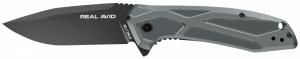 Real Avid AVRAV2 RAV-2 3.25" Folding Drop Point Plain Black Oxide 8Cr13MoV SS Blade, Aluminum Handle, Clamshell Pkg - 633