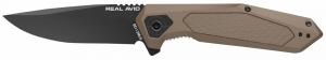 Real Avid AVRAV3 RAV-3 3.25" Folding Drop Point Plain Black Oxide 8Cr13MoV SS Blade, Flat Dark Earth Textured - 633