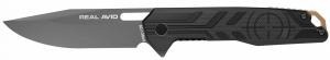 Real Avid AVRAV7 RAV-7 EDC 3.25" Folding Drop Point Plain Titanium 8Cr13MoV SS Blade, Black Textured G10 Handle, Clamshell Pkg - 633