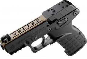 Kel-Tec P17 .22 LR 16+1 3.80 Black Threaded Barrel, Tan Optic Ready/Serrated Slide, Black Polymer Frame w/Picatinn