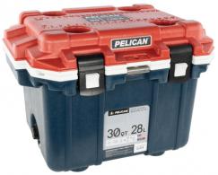 Pelican 30Q5BLUREDWHT Personal Cooler Elite Red/White/Blue Polypropylene 30 QT - 611