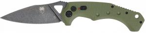 CobraTec Knives ODGAFRYK Ryker 3.75" Folding Plain Black Stonewashed D2 Steel Blade, 5" OD Green Textured G10 Handle - 1001