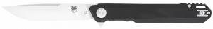CobraTec Knives CTMONBLK Monarch 3.50" Folding Plain Satin D2 Steel Blade, 4.75" Black G10 Handle - 1001