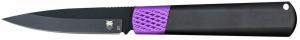 CobraTec Knives Gideon 3" Folding Plain Black Stonewashed D2 Steel Blade, 4.25" Black/Purple Aluminum Handle - CTWOLVERINEBLK