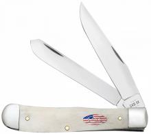 Case 14090 Trapper EDC 3.25"/3.27" Folding Clip Point/Spey Plain Mirror Polished Tru-Sharp SS Blade, Smooth Natural Bone Handle - 201