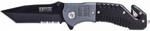 Uzi Accessories HMVKTR08 Humvee Recon Folding Plain/Serrated Black Stainless Steel Blade, Black/GrayHandle - 734