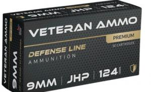 Hyperion Munitions Veteran Ammo 9mm 124 gr Jacketed Hollow Point 50 Per Box/20 Case - HMBX911