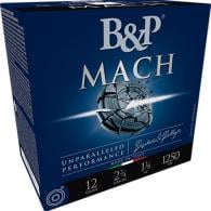 B&P Mach LV 12 Gauge Ammo 2.75" 1 1/8 oz 8.5 Shot 25rd box - 12B18F85 B&P Mach LV 12 Gauge Ammo 2.75" 1 1/8 oz 8.5 Shot 25rd box - 12B18F85