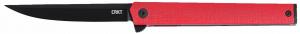 CRKT 7097RK CEO Flipper EDC 3.35" Folding Plain Black EDP AUS-8A SS Blade, Red GRN Handle - 395