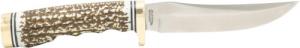 Uncle Henry 1100087 5" Fixed High Carbon Stainless Steel Blade, Satin Finish, Textured Staglon Grip with Brass Accents - 282 Uncle Henry 1100087 5" Fixed High Carbon Stainless Steel Blade, Satin Finish, Textured Staglon Grip with Brass Accents - 282