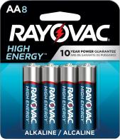 Rayovac AA Batteries HIGH ENERGY Alkaline Silver/Blue 1.5 Volts 2,700 mAh (8) Single Pack - 111