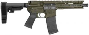 Diamondback DB-15 Pistol 5.56x45 NATO 7" Olive Drab Green w/SBA3 Brace, 30+1 - DB1913K101