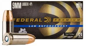 Federal Premium Personal Defense 9mm+P 124gr HST Jacketed Hollow Point 50 Per Box/20 Case - P9HST3