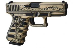 Glock G19 Gen5 MOS Compact Frame 9mm Luger 15+1 4.02" Black GMB Barrel Tan/Black Engraved w/Mountain Range - UA195S204MOSNOEF