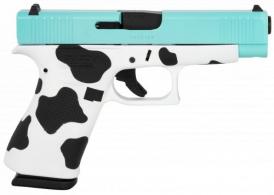 Glock G48 9MM G5 Slim Compact Frame 10R Black GMB Barrel Robins Egg Blue Cerakote Serrated Steel Slide Cow Print - UA48FRNTIFFANYMOO Glock G48 9MM G5 Slim Compact Frame 10R Black GMB Barrel Robins Egg Blue Cerakote Serrated Steel Slide Cow Print - UA48FRNTIFFANYMOO
