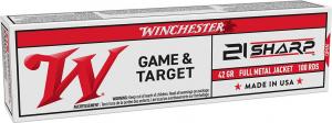 Winchester USA 21 Sharp Ammo 42gr Jacketed Hollow Point 100rd box - USA21 Winchester USA 21 Sharp Ammo 42gr Jacketed Hollow Point 100rd box - USA21