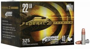 Federal Hammer Down Rimfire .22 LR 40gr Copper Plated Hollow Point 325 Per Box/10 Case - 22HAM Federal Hammer Down Rimfire .22 LR 40gr Copper Plated Hollow Point 325 Per Box/10 Case - 22HAM
