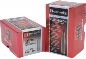 Hornady  6.5mm .264 140gr Extremely Low Drag-Match 500 Per Box/6 Case - 263311