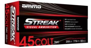 AMMO INC STREAK AMO 45 COLT 250GR TMC RED 50RD (20 BOX CASE) - 45C250TMCSTRKRED50 AMMO INC STREAK AMO 45 COLT 250GR TMC RED 50RD (20 BOX CASE) - 45C250TMCSTRKRED50