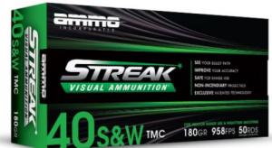 Ammo Inc Streak Visual (GREEN) .40 S&W 180gr Jacketed Hollow Point 20 Per Box/10 Case - 40180JHPSTRKGRN