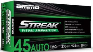 Ammo Inc Streak Visual (GREEN) 45Auto 230gr Jacketed Hollow Point 20 Per Box/10 Case - 45230JHPSTRKGRN