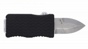 Schrade 1135969 Uproar Automatic Mini 1.90" OTF Dagger Plain Satin D2 Steel Blade, Black Textured Aluminum Handle - 1135969