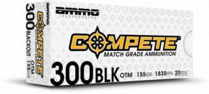 Ammo Inc Compete 300Blackout 155gr Open Tip Match 20 Per Box/10 Case - 1152