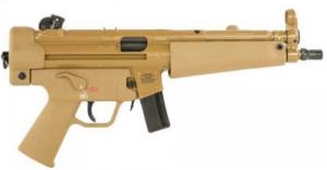 Heckler & Koch H&K SP5K 9mmx19 10+1 8.86" Black Navy-Style Threaded Barrel, Flat Dark Earth Steel Slide & Frame - 81001079 Heckler & Koch H&K SP5K 9mmx19 10+1 8.86" Black Navy-Style Threaded Barrel, Flat Dark Earth Steel Slide & Frame - 81001079