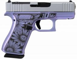 Glock G43X MOS Miss Daisy Sub-Compact Frame 9mm Luger 10+1 3.41" Black Barrel, Purple Cerakote Frame w/Black Daisy - UX4350204FRMOSNDAISYPU