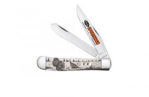 Case 81221 Trapper Sportsman Folding Clip Point/Spey Plain Mirror Polished Tru-Sharp SS Blade/Turkey Embellished Natural Bone Ha - 81221
