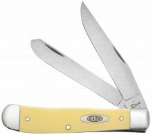 Case Yellow Synthetic Trapper Folding Clip Point/Spey Plain Mirror Polished Carbon Steel Blade/Smooth Yellow Synthetic Han - 30114