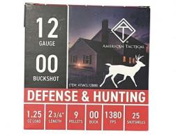 ATI 12Gauge 2.75" 00Buck Round 25 Per Box/10 Case ATI 12Gauge 2.75" 00Buck Round 25 Per Box/10 Case