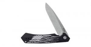 Case Kinzua Folding Spear Point Plain Stonewashed S35VN Stainless Steel Blade, Black Anodized w/US Flag Aluminum Handle - 10857 Case Kinzua Folding Spear Point Plain Stonewashed S35VN Stainless Steel Blade, Black Anodized w/US Flag Aluminum Handle - 10857