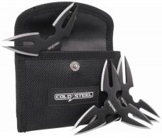 Cold Steel CSTH15STR3PK Throwing Stars Three 1.50" Black Oxide 420 Stainless Steel Blades Includes Sheath - 246