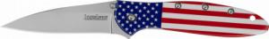 Kershaw 1660USA Leek USA EDC 3" Folding Drop Point Plain Bead Blasted 14C28N Steel Blade, Red/White/Blue Flag Aluminum Handle - 1660USA