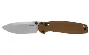 Kershaw 2052 Broadside 3.50" Folding Spear Point Plain Stonewashed D2 Steel Blade, Brown G10 Handle - 2052 Kershaw 2052 Broadside 3.50" Folding Spear Point Plain Stonewashed D2 Steel Blade, Brown G10 Handle - 2052