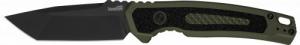 Kershaw Launch 16 Automatic 3.45" Folding Tanto Plain Black Cerakote CPM M4 Steel Blade, Black/Olive Cerakote Aluminum - 280