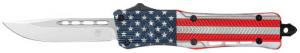 CobraTec Knives CTK-1 American Flag Small 2.75" OTF Drop Point Plain D2 Steel Blade, 4.25" Red/White/Blue Flag Cera - SUSACTK1SDNS