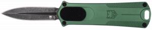 CobraTec Knives 952 1.75" OTF Dagger Plain Stonewashed D2 Steel Blade, 3" OD Green Anodized Aluminum Handle - 952ODGDAGNS CobraTec Knives 952 1.75" OTF Dagger Plain Stonewashed D2 Steel Blade, 3" OD Green Anodized Aluminum Handle - 952ODGDAGNS